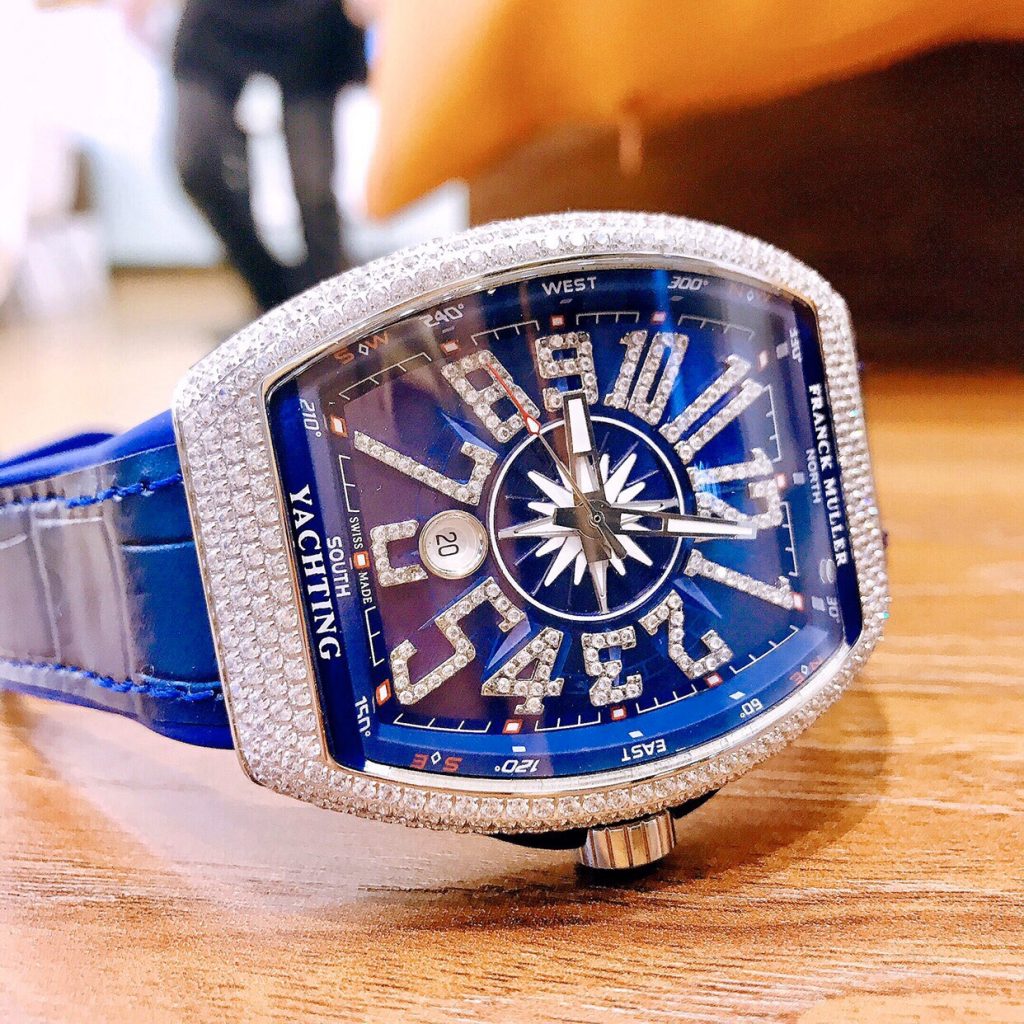 đồng hồ nam Franck Muller Vanguard Yachting V41 SC DT Steel Blue Diamonds