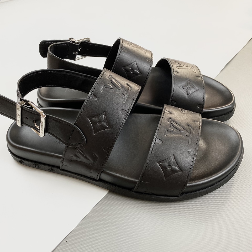 Dép Louis Vuitton nam sandal hoa ghi đen DLV28 siêu cấp  K2Store
