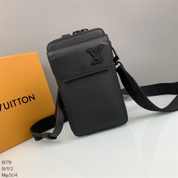 Túi hộp đeo chéo Louis Vuitton 2 khóa trơn đen 185x11x65 siêu cấp fullbox   TANYA